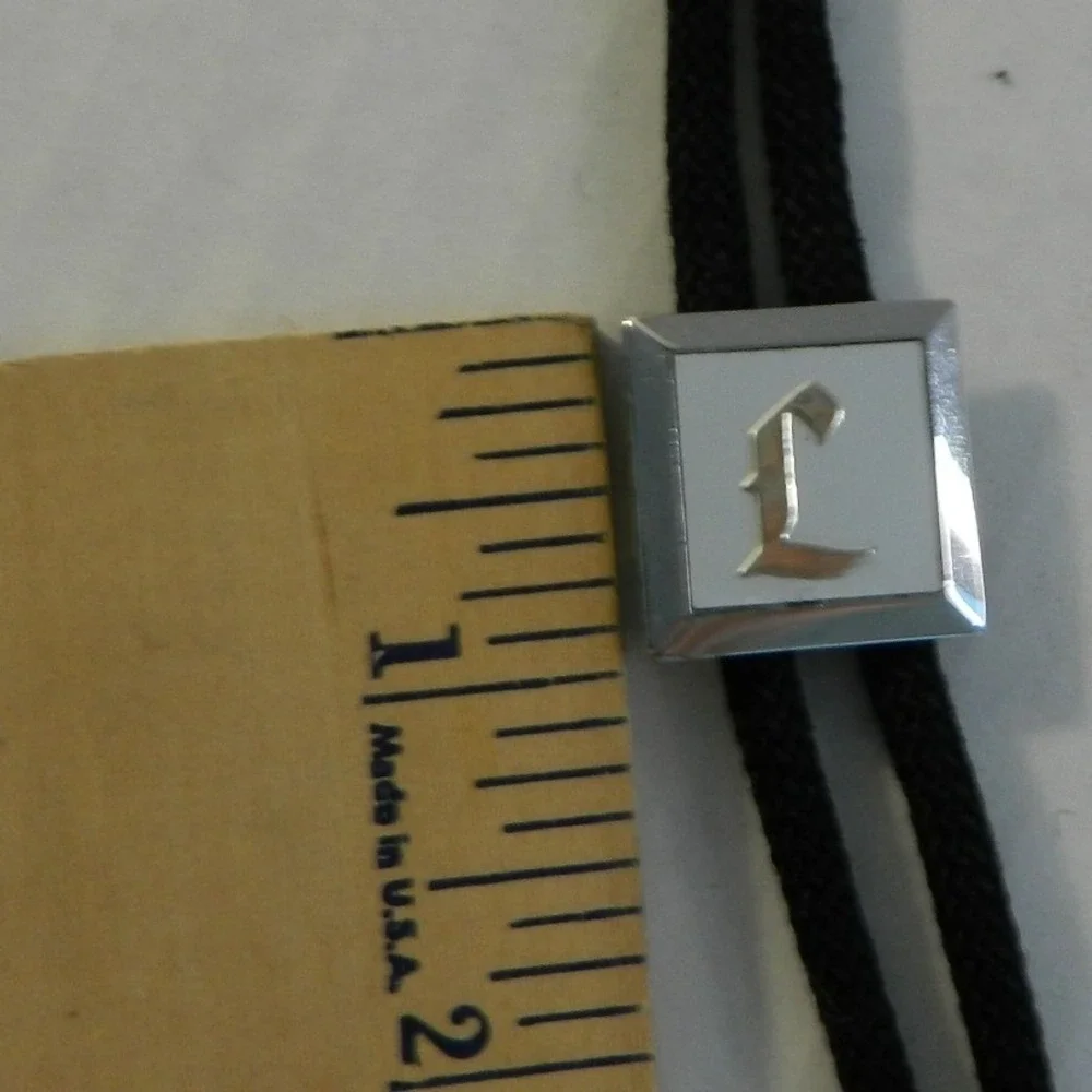 Unbranded Bolo Tie Mens Black Silver Gold Initial L Old English Western Slide